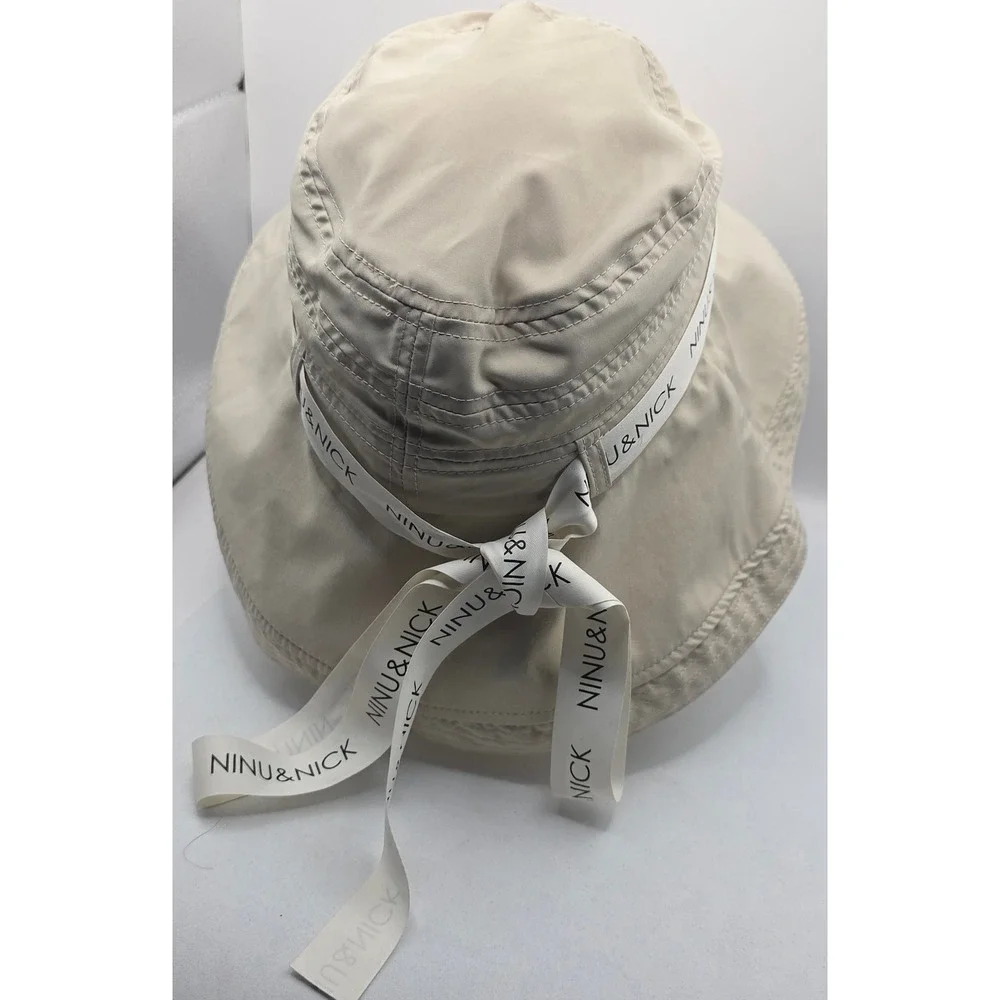 NINU‎ & NICK Cream Bucket Hat Women's Size S Wide Brim Ribbon Sun Hat